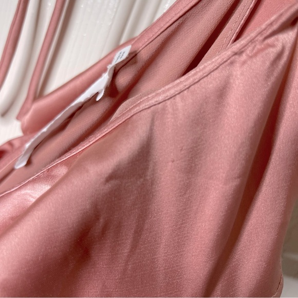 Astr Dark Blush wilshire Ruffle Wrap Open Back Midi High Low Dress, XS - Picture 12 of 16